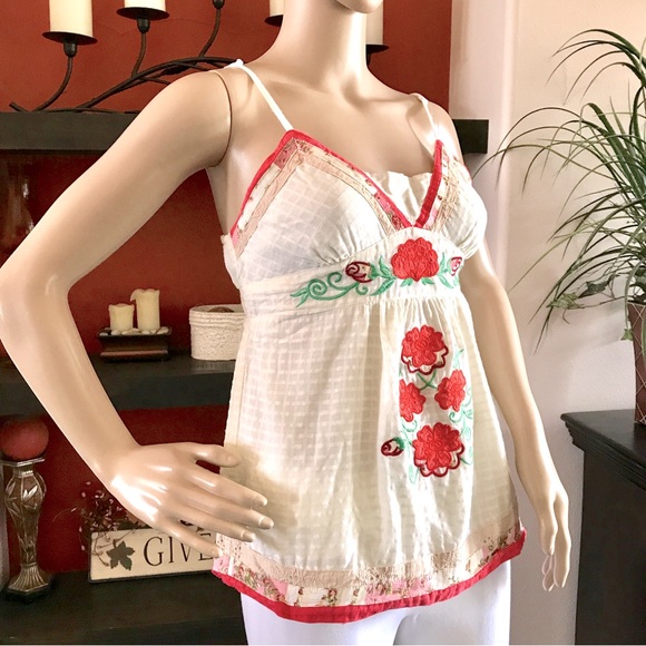 Pura Vida Embroidered Camisole Cotton Top Size Small - Picture 12 of 16